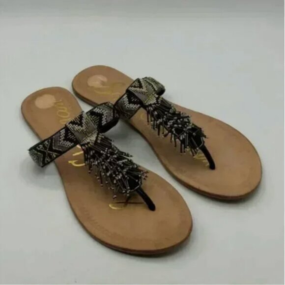 Sam Edelman Women's Anella Beaded Tassel Thong Sandal Size 10 - Picture 1 of 8